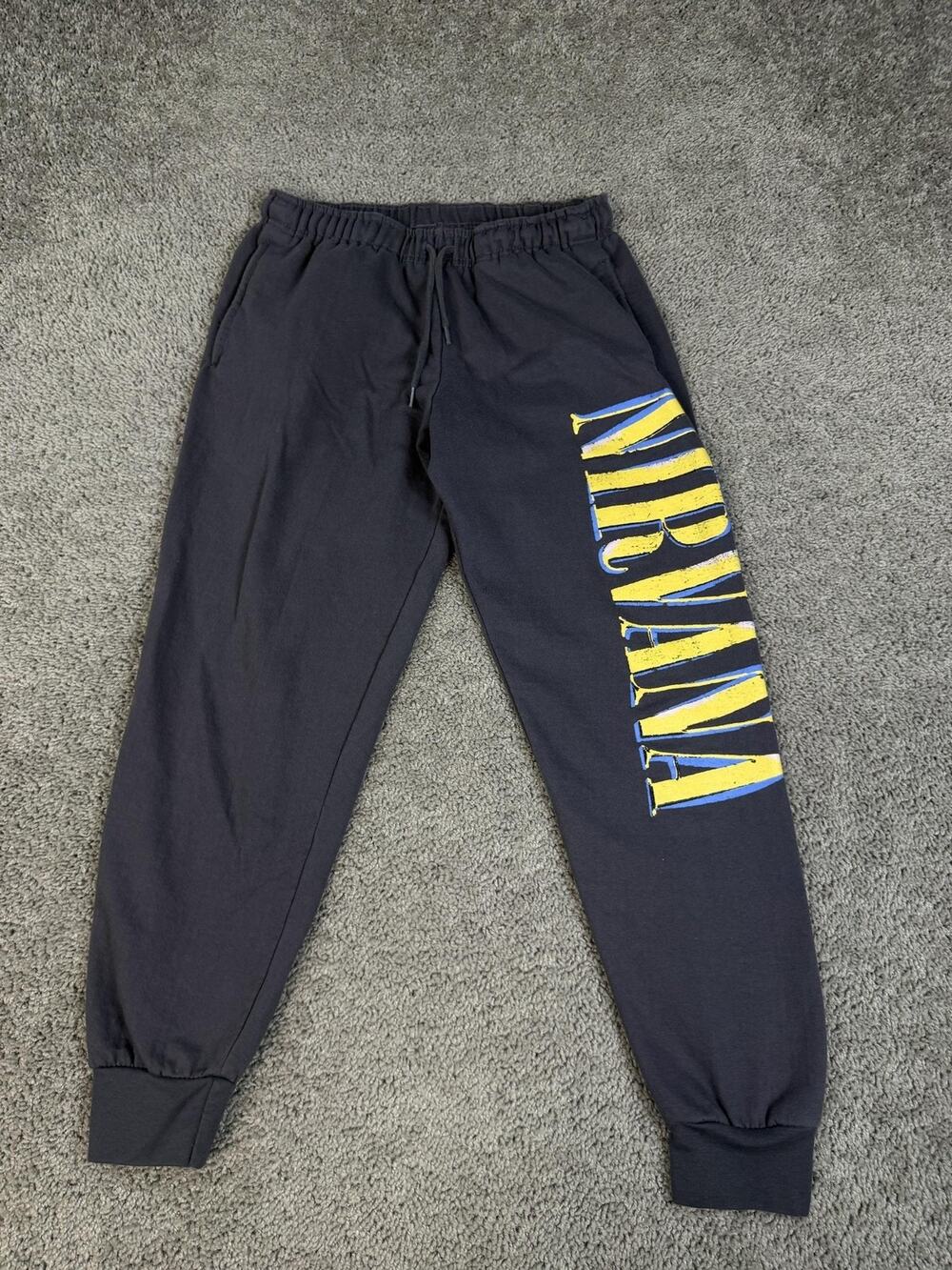 Nirvana Pants Mens S Black Jogger Fleece Elastic Waist Drawstring Pockets